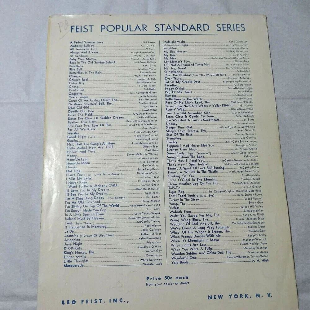 Vintage My Blue Heaven Leo Feist George Whiting Walter Donaldson Sheet Music Art - Picture 5 of 8